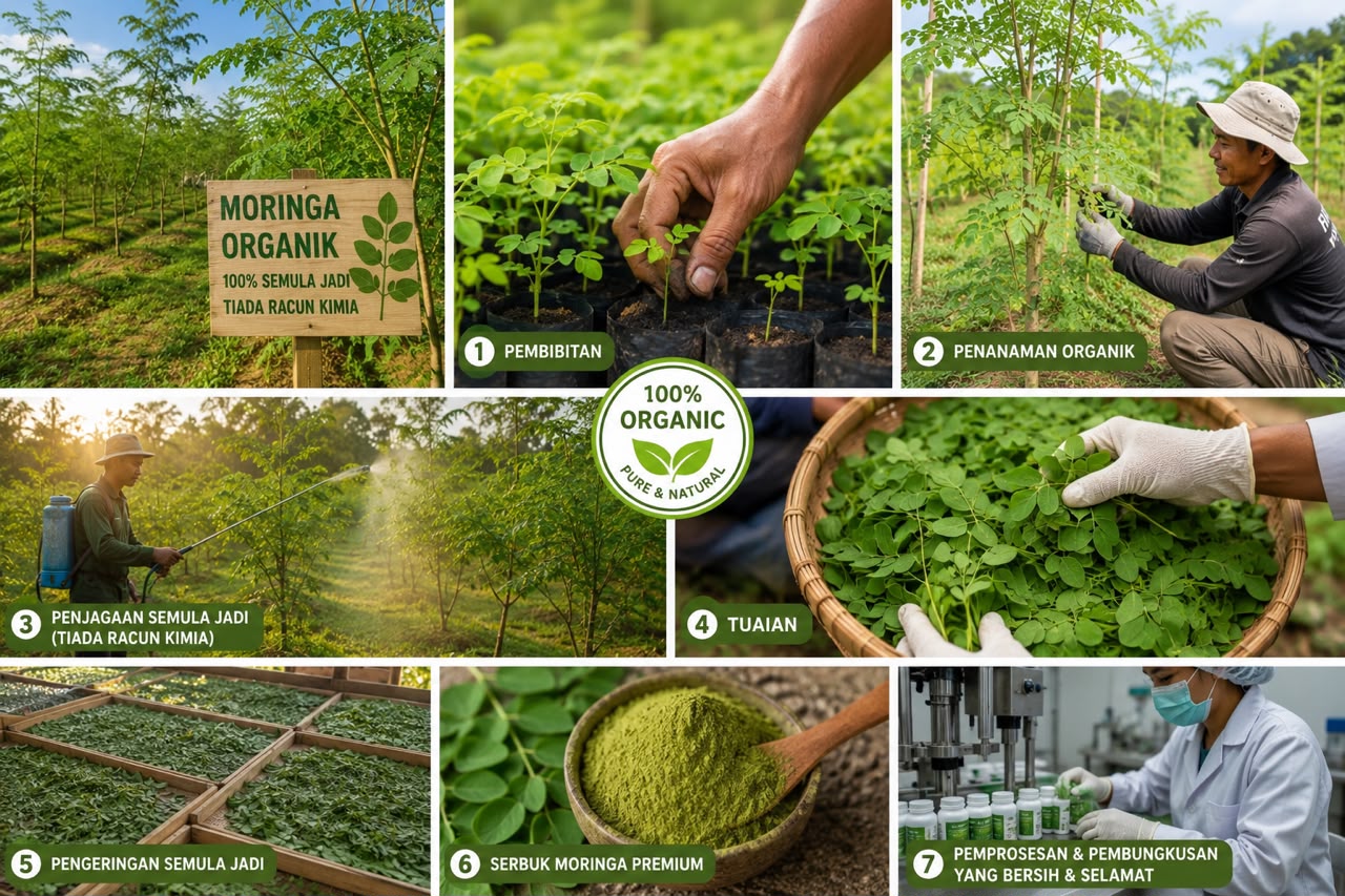 Proses pembuatan Kapsul Halalab Moringa
