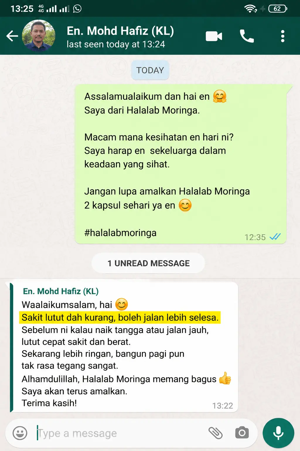 Testimoni pengguna Halalab Moringa 2