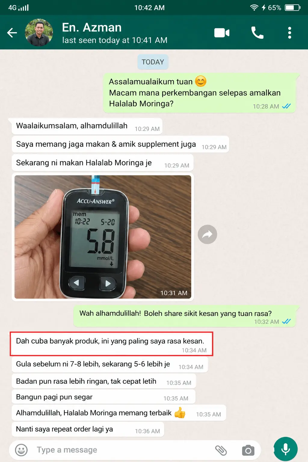 Testimoni pengguna Halalab Moringa 4