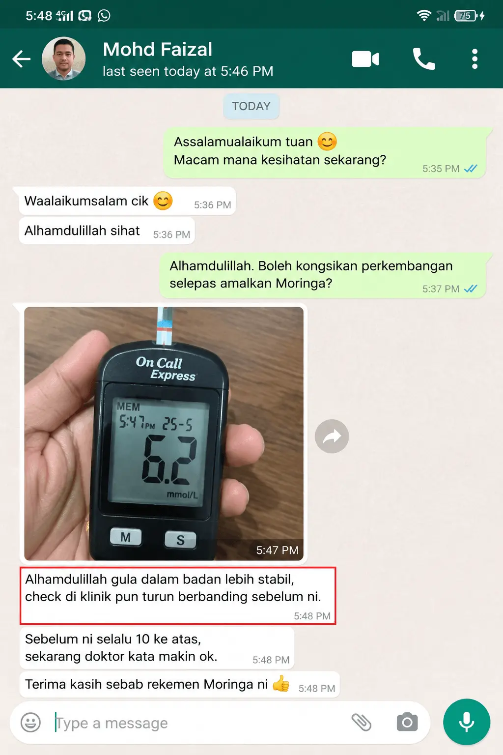 Testimoni pengguna Halalab Moringa 5