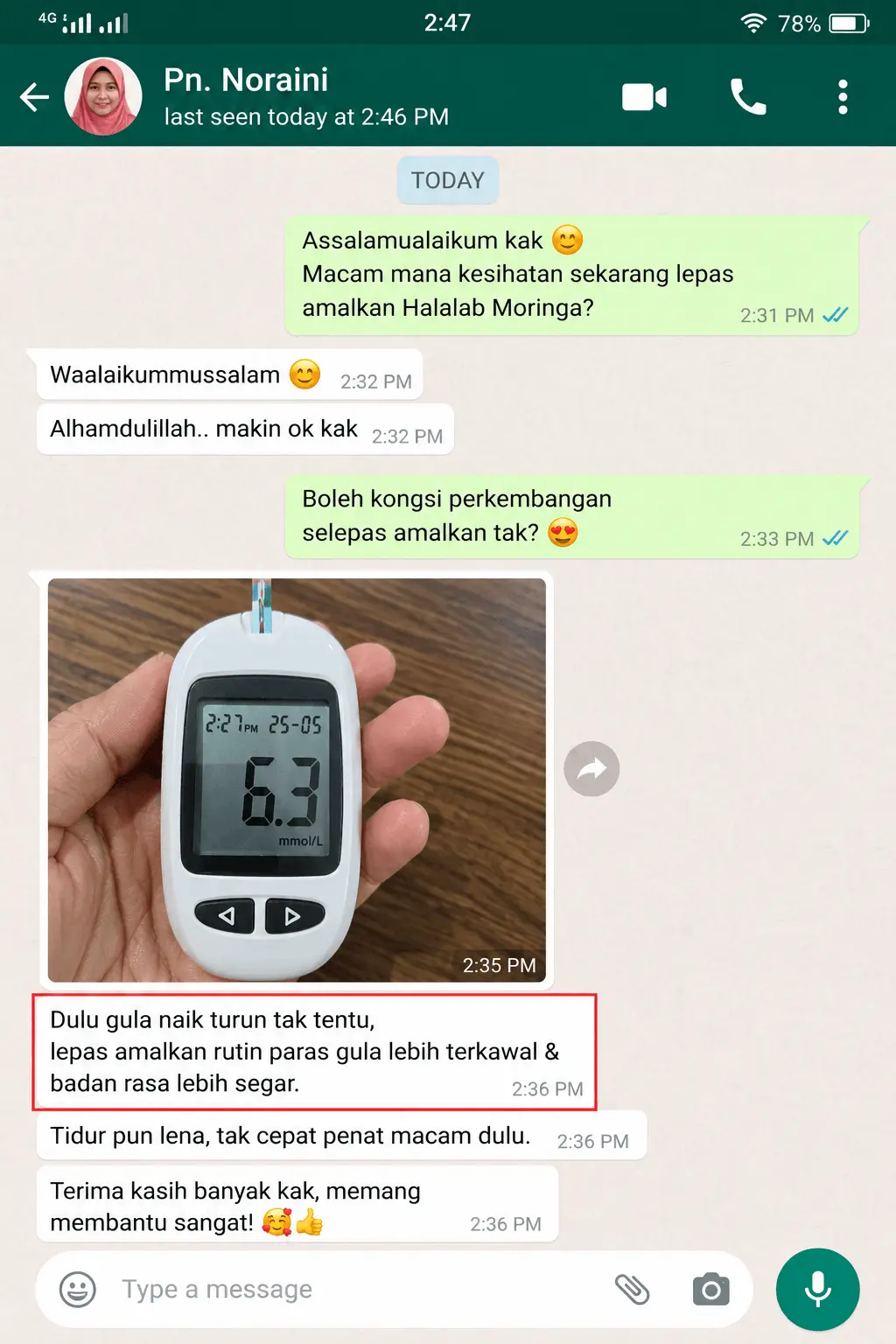 Testimoni pengguna Halalab Moringa 6